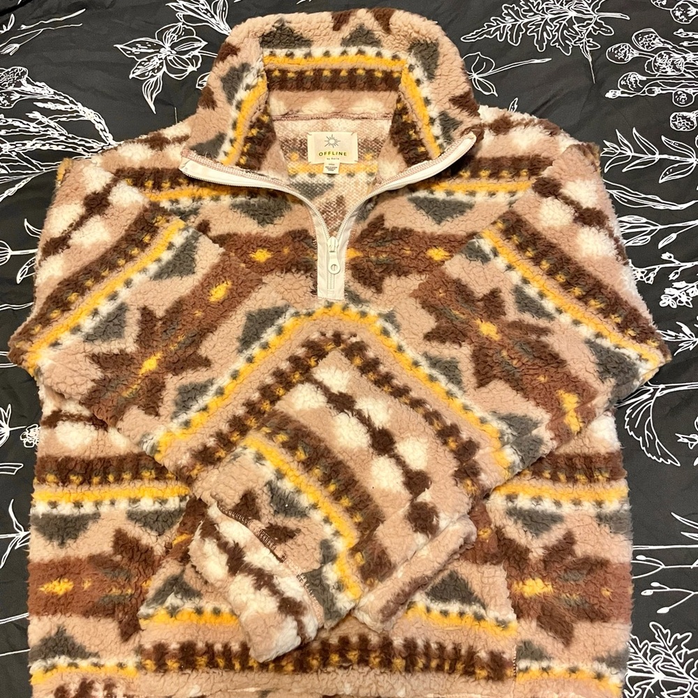 NWOT Aztec Sherpa Half Zip Fleece Medium